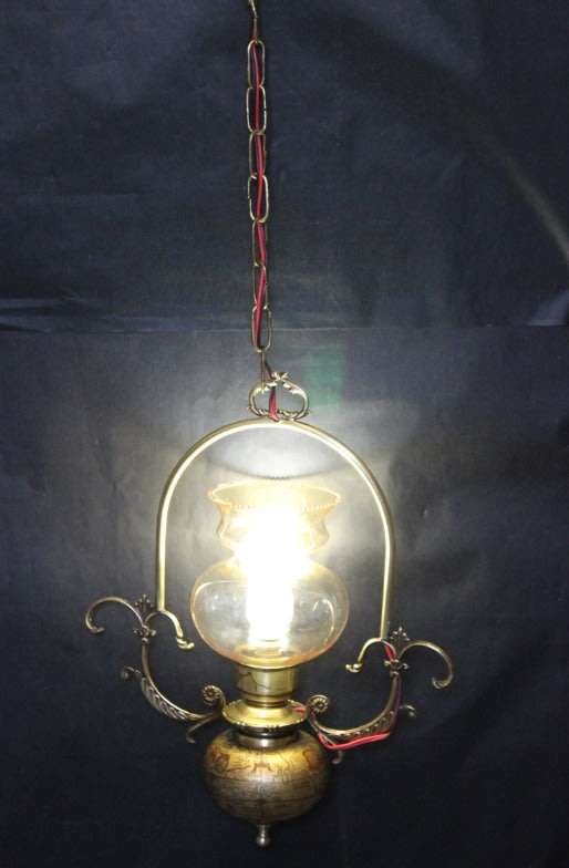 Vintage Brass Ceiling Light with Globe of the World
