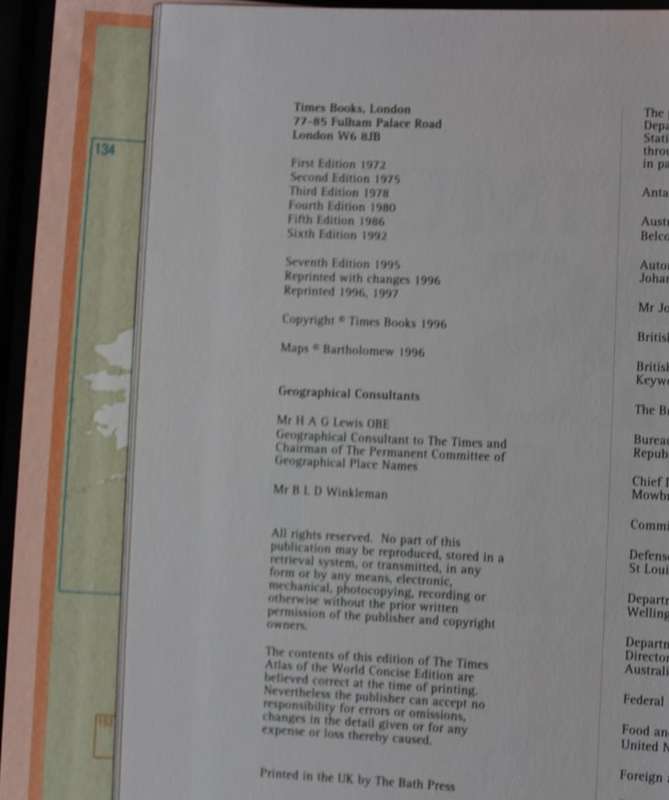 The Times Atlas of the World, Concise - 7th Edition 1997