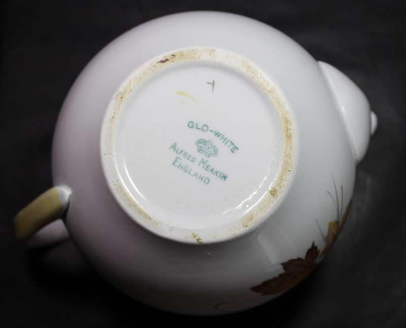 Alfred Meakin 3 Piece Glo White Teapot and Sugar Bowl Milk Jug Set