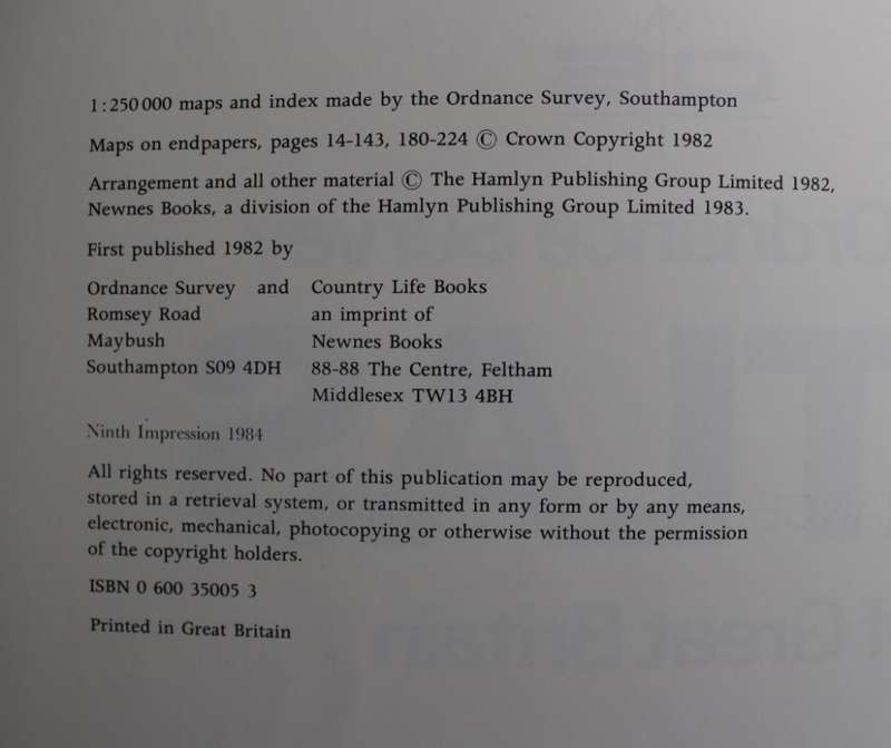 The Ordnance Survey Atlas of Great Britain 1984, 9th Impression.