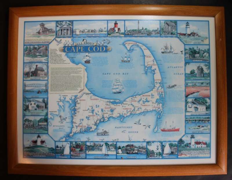 Cape Cod, Massachusetts USA, By Daniel Dana Gaines 1995, Framed Map