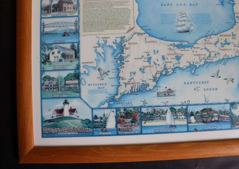 Cape Cod, Massachusetts USA, By Daniel Dana Gaines 1995, Framed Map