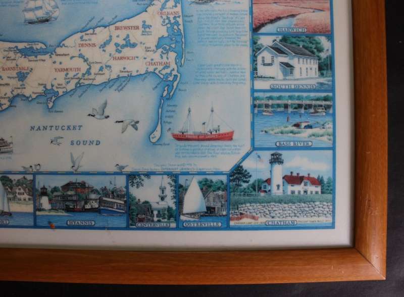Cape Cod, Massachusetts USA, By Daniel Dana Gaines 1995, Framed Map