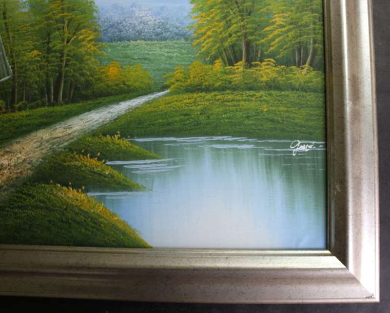 "The Windmill" an Original Oil Painting by Jane, Framed Picture