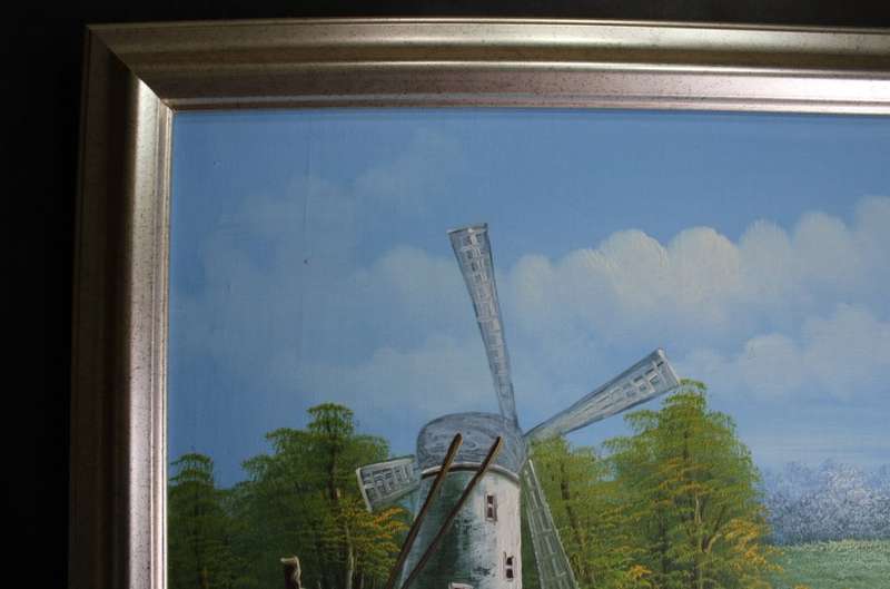 "The Windmill" an Original Oil Painting by Jane, Framed Picture