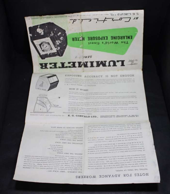 Vintage Corfield Lumimeter, Enlarging Exposure Meter in Original Box