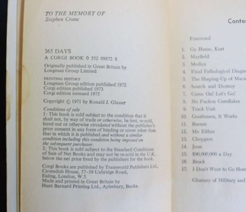 365 Days by Ronald J Glasser M.D. Softcover Book