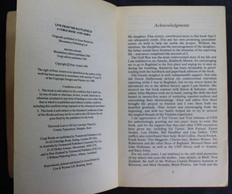 Live From The Battlefield by Peter Arnett, Softcover Book