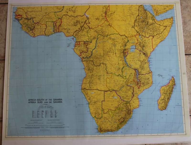 Vintage Africa South Of The Sahara Wall Map 1991 Reproduction Print