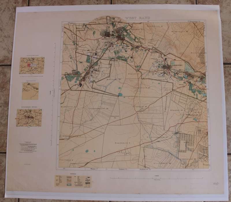 Witwatersrand Central, East and West, Topographical Map 1935, Set of 3 Maps, Reproduction Prints