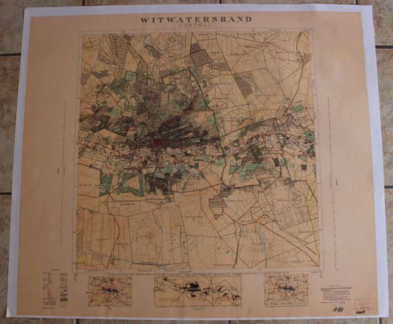 Witwatersrand Central, East and West, Topographical Map 1935, Set of 3 Maps, Reproduction Prints