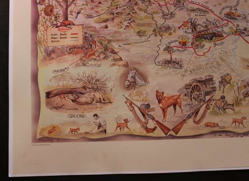 Jock Of The Bushveld Pictorial Map by E Buckley 1957