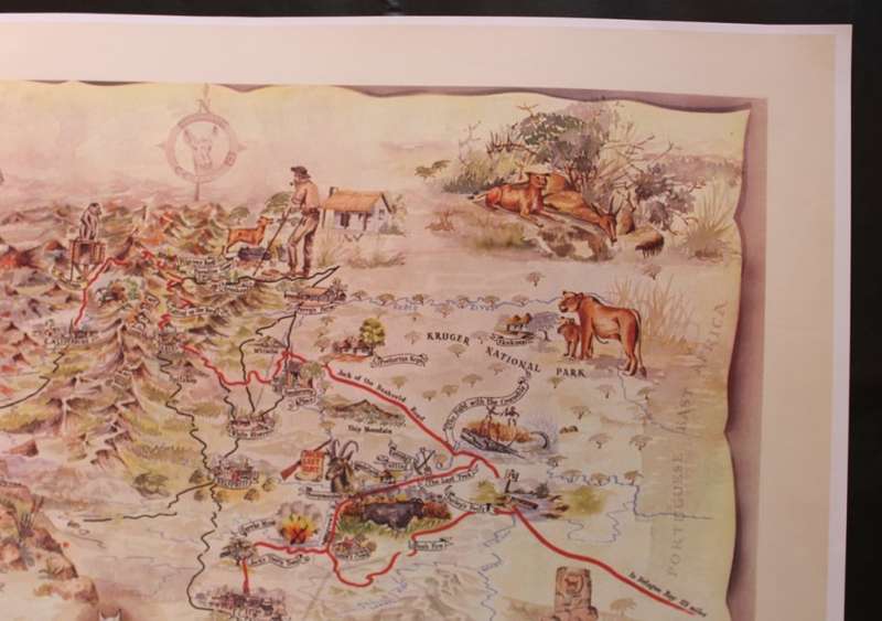 Jock Of The Bushveld Pictorial Map by E Buckley 1957