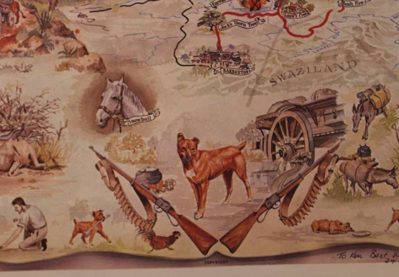 Jock Of The Bushveld Pictorial Map by E Buckley 1957