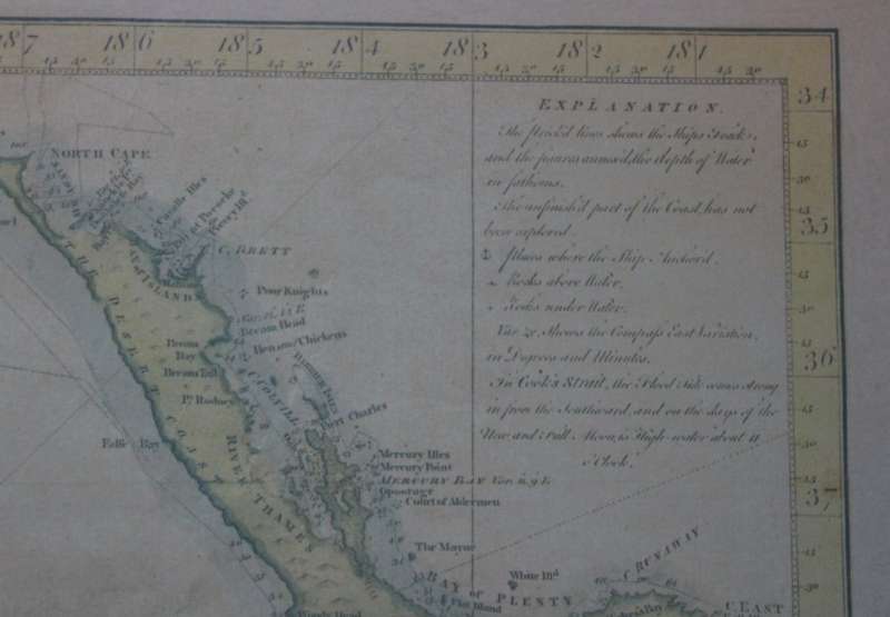 Map of New Zealand - Captain Cook voyage by J Bayly.