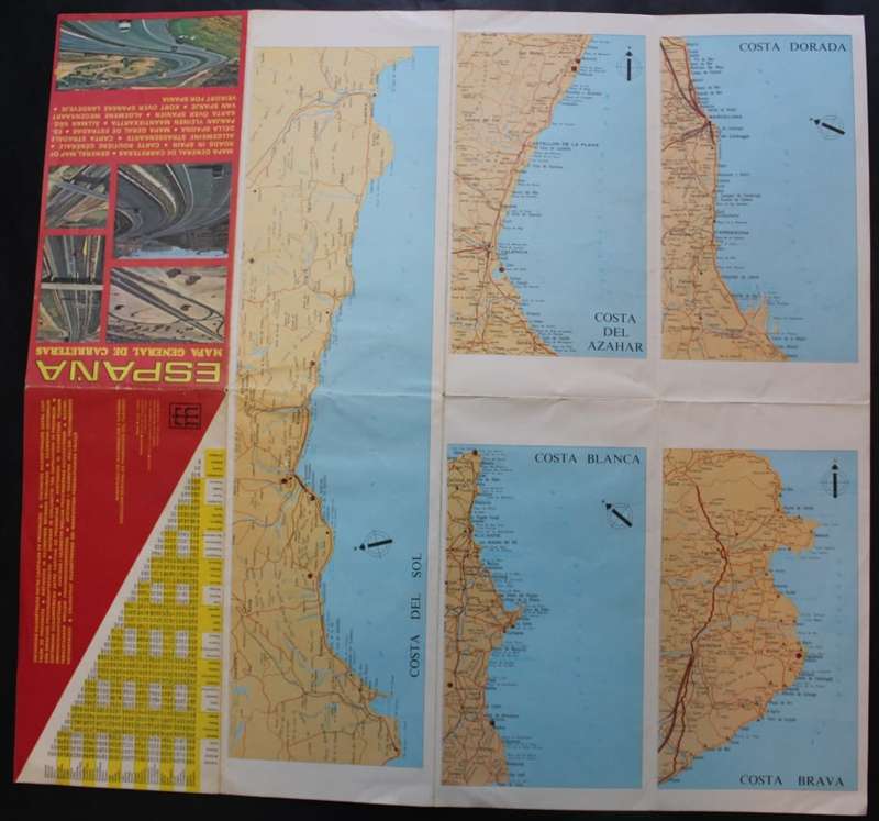 Vintage Map of the Iberian Peninsula Map of Spain and Portugal 1971, Folded, Medium sized.
