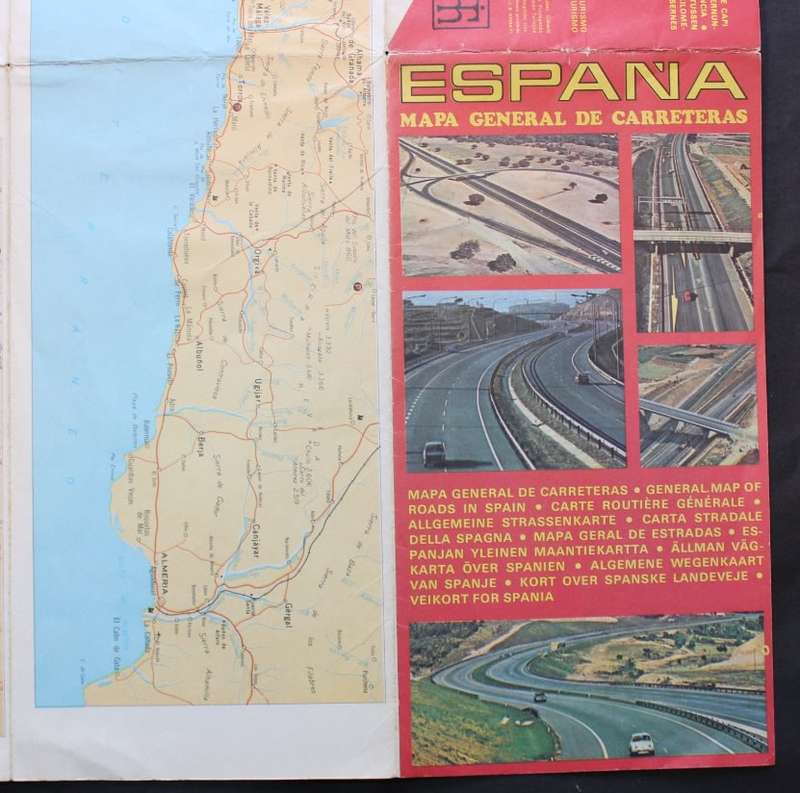 Vintage Map of the Iberian Peninsula Map of Spain and Portugal 1971, Folded, Medium sized.