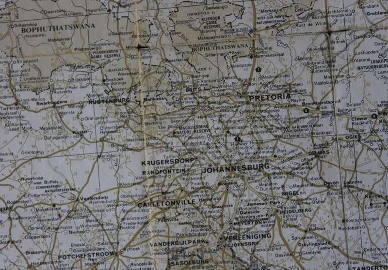 Vintage AA Folded Road Map of the Transvaal 1978