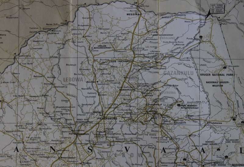 Vintage AA Folded Road Map of the Transvaal 1978