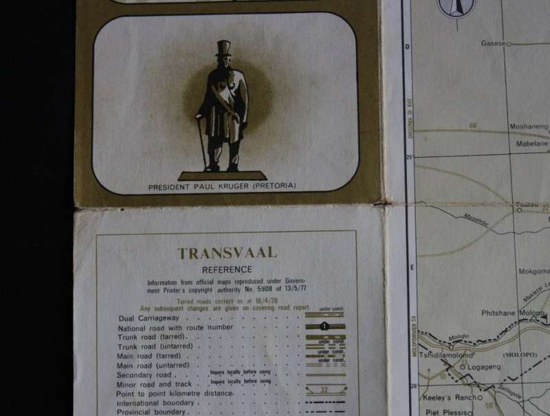 Vintage AA Folded Road Map of the Transvaal 1978