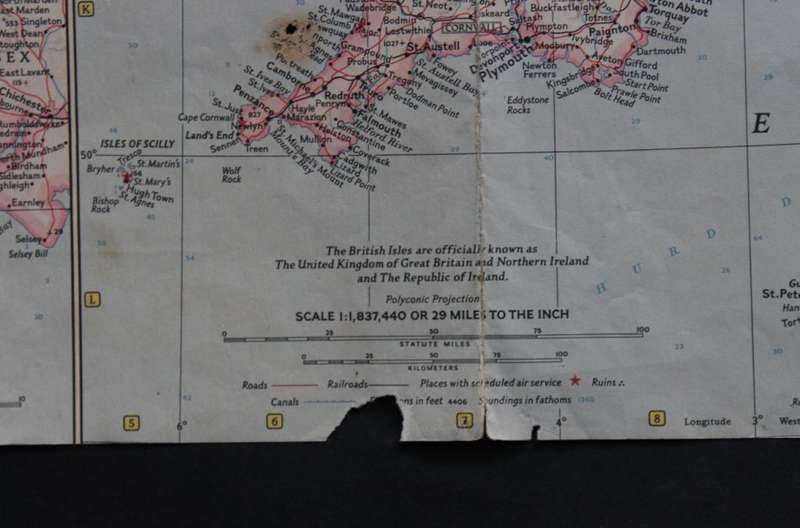 Vintage National Geographic Map of the British Isles 1958