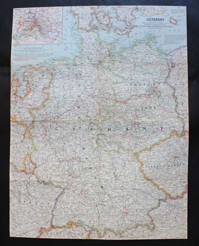 Vintage National Geographic Map of Germany 1959