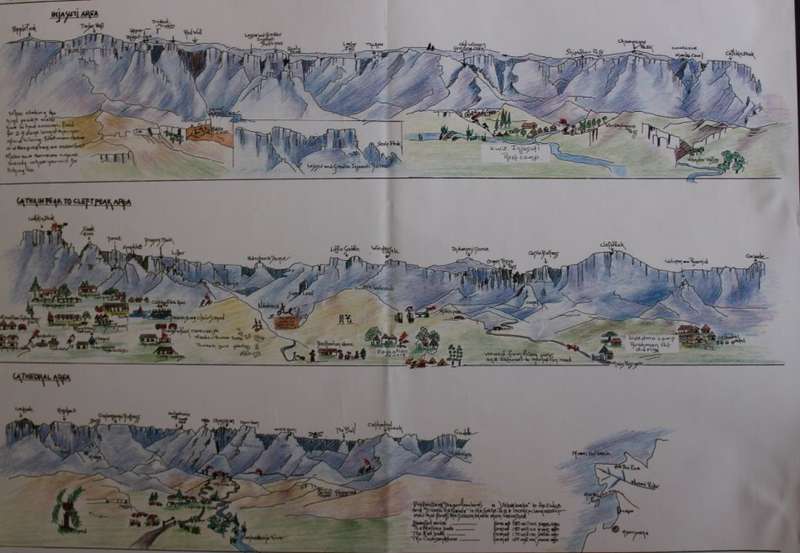 Panorama of the Drakensberg Poster drawn by M Zonneveld