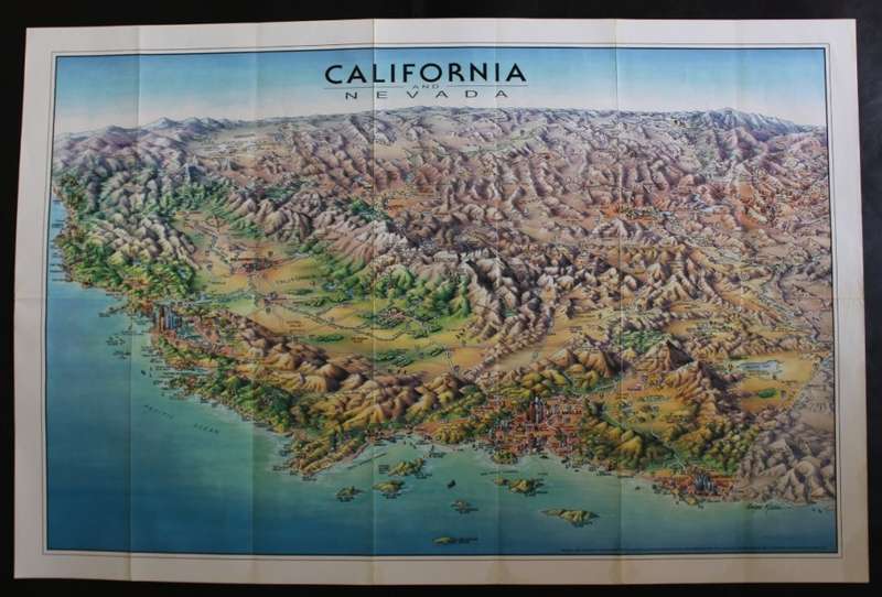 California and Nevada Pictorial Panorama Map by Unique Media