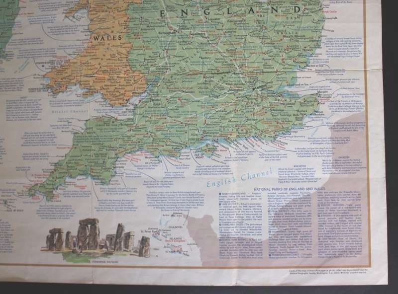 National Geographic A Travelers Map of the British Isles Poster Wall Map 1974