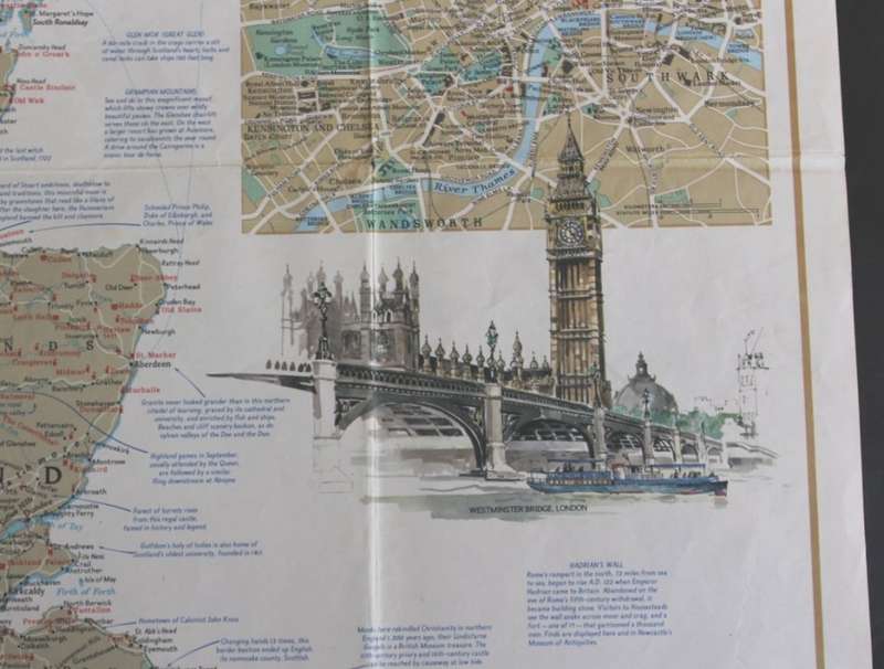 National Geographic A Travelers Map of the British Isles Poster Wall Map 1974