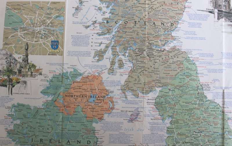 National Geographic A Travelers Map of the British Isles Poster Wall Map 1974