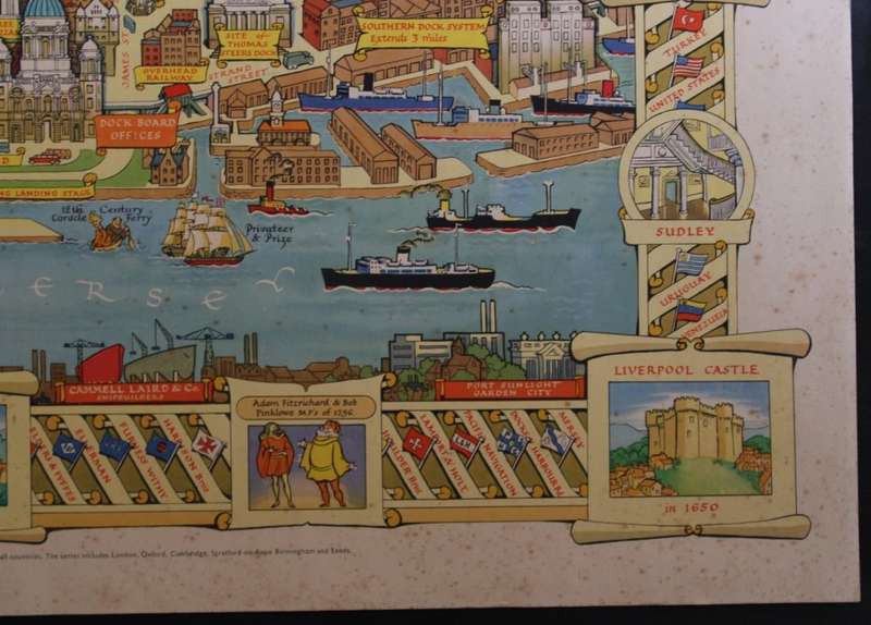 Colour Pictorial Map of Liverpool on Board