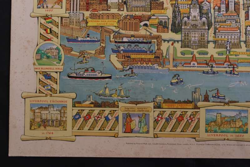 Colour Pictorial Map of Liverpool on Board