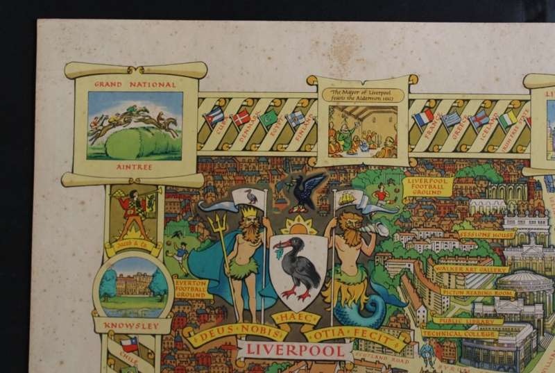 Colour Pictorial Map of Liverpool on Board