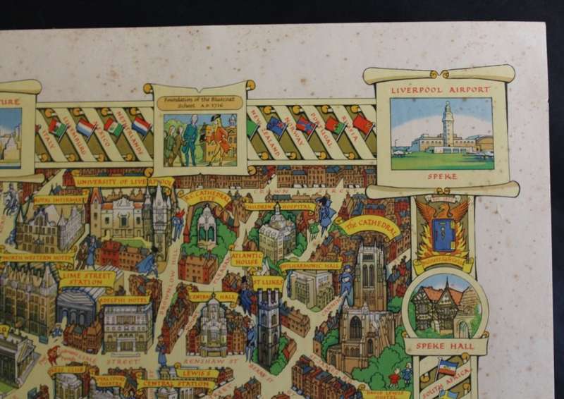 Colour Pictorial Map of Liverpool on Board