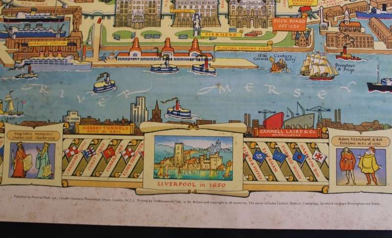 Colour Pictorial Map of Liverpool on Board