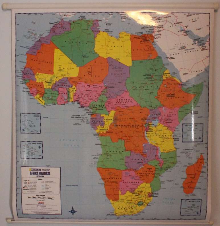 2009 Africa Political Wall Map, Laminated, with Battens