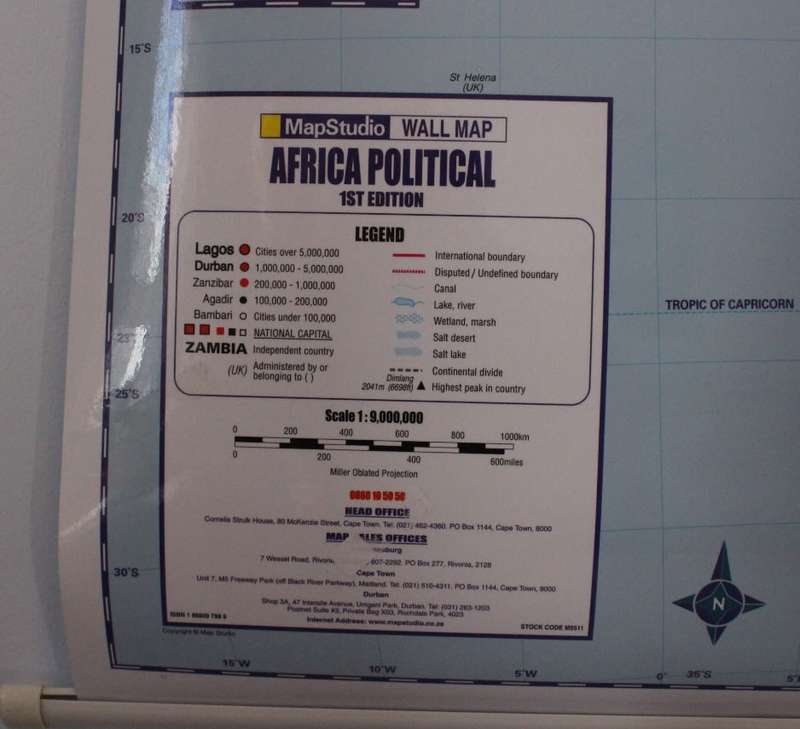 2009 Africa Political Wall Map, Laminated, with Battens