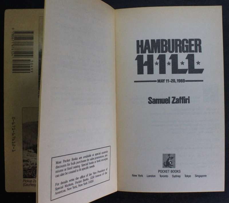 Hamburger Hill by Samuel Zaffiri, Softcover Book