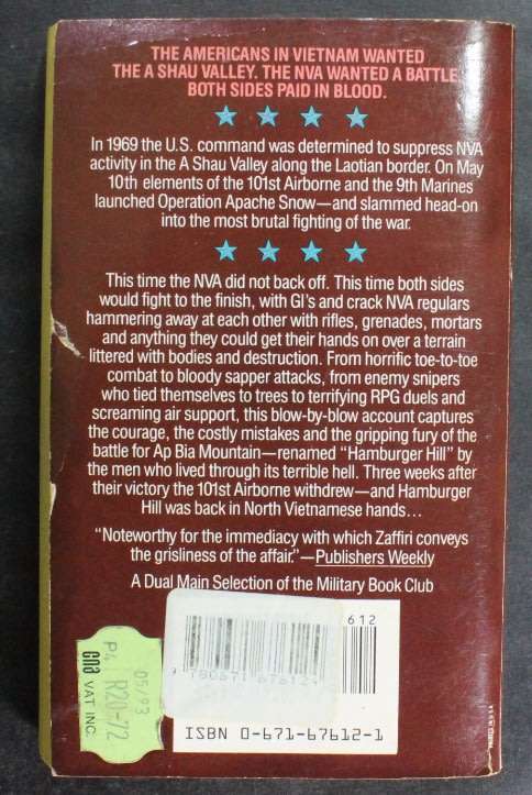 Hamburger Hill by Samuel Zaffiri, Softcover Book