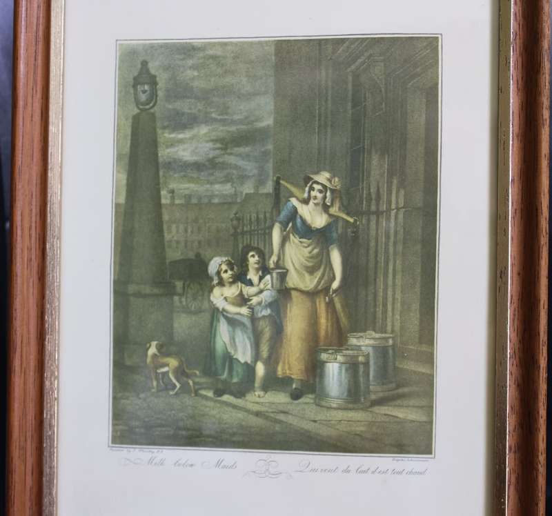 Set of Four Cries of London Framed Plates by F Wheatley, Engraved BY A Cardon
