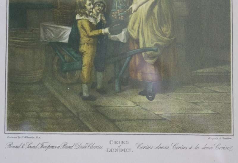 Set of Four Cries of London Framed Plates by F Wheatley, Engraved BY A Cardon