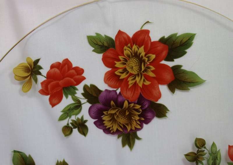 Clear Glass Cake Plate with Floral Pattern by Pilkington Chance Glass