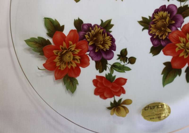 Clear Glass Cake Plate with Floral Pattern by Pilkington Chance Glass