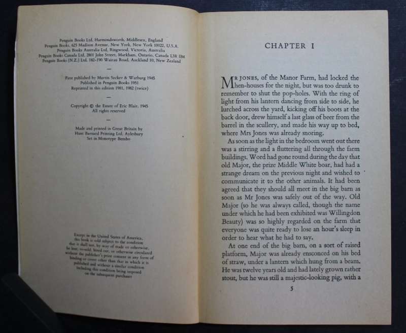 Animal Farm by George Orwell, Softcover Book.