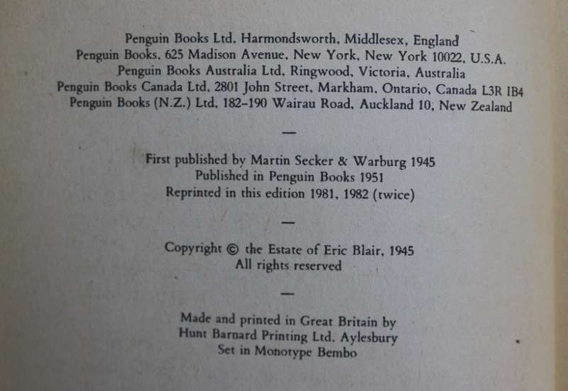 Animal Farm by George Orwell, Softcover Book.