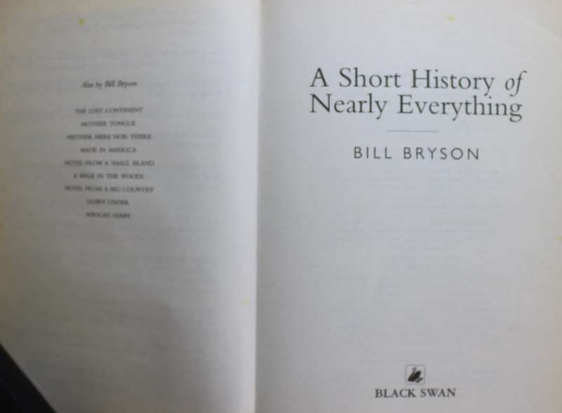 A Short History of Nearly Everything by Bill Bryson, Softcover Book.