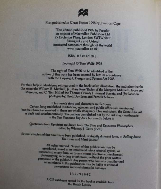 A Man In Full by Tom Wolfe, Softcover Book