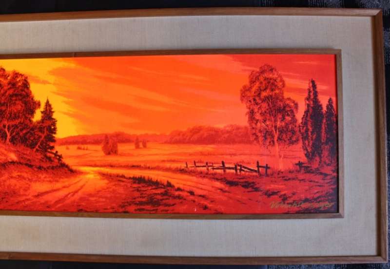 Landscape In Red, by Muhlberger, Framed Picture