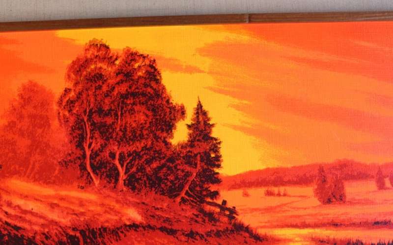Landscape In Red, by Muhlberger, Framed Picture